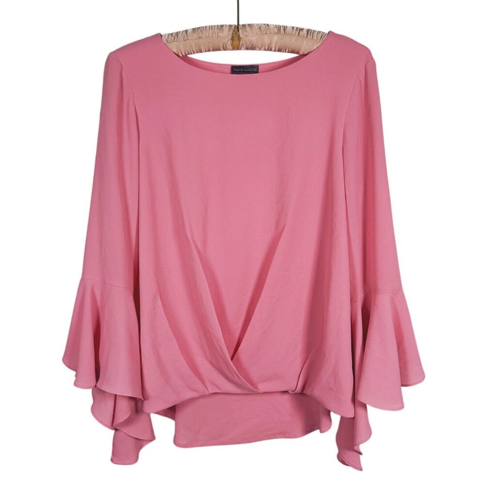 Vince Camuto Womens Draped Flutter Sleeve Top Small Pink Feminine Office Date